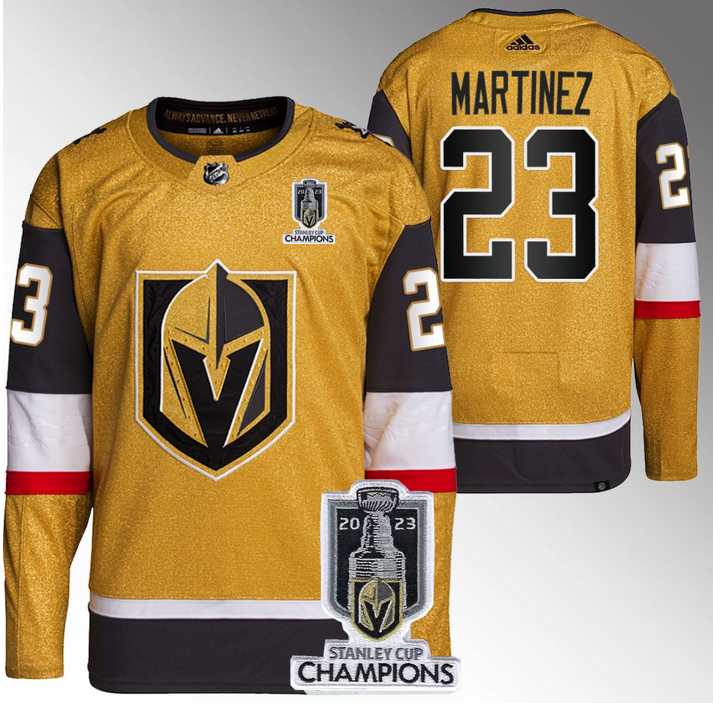 Men%27s Vegas Golden Knights #23 Alec Martinez Gold 2023 Stanley Cup Champions Stitched Jersey->vegas golden knights->NHL Jersey
